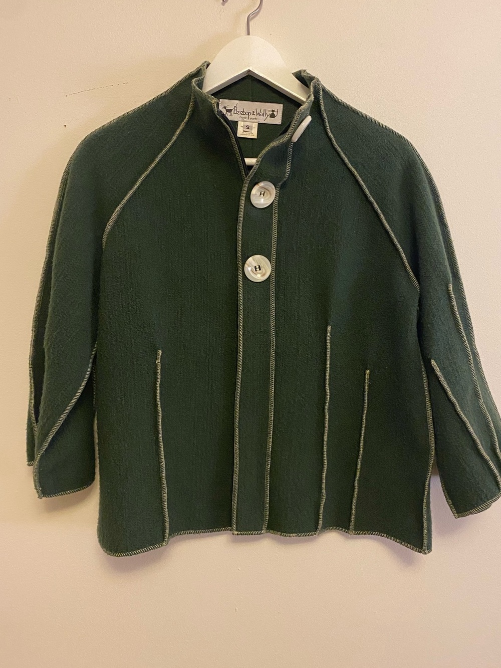 Cozy & Cool Vtg Designer Beebop & Wally NY  Hidden Zipper 3/4 Sleeve Sweater